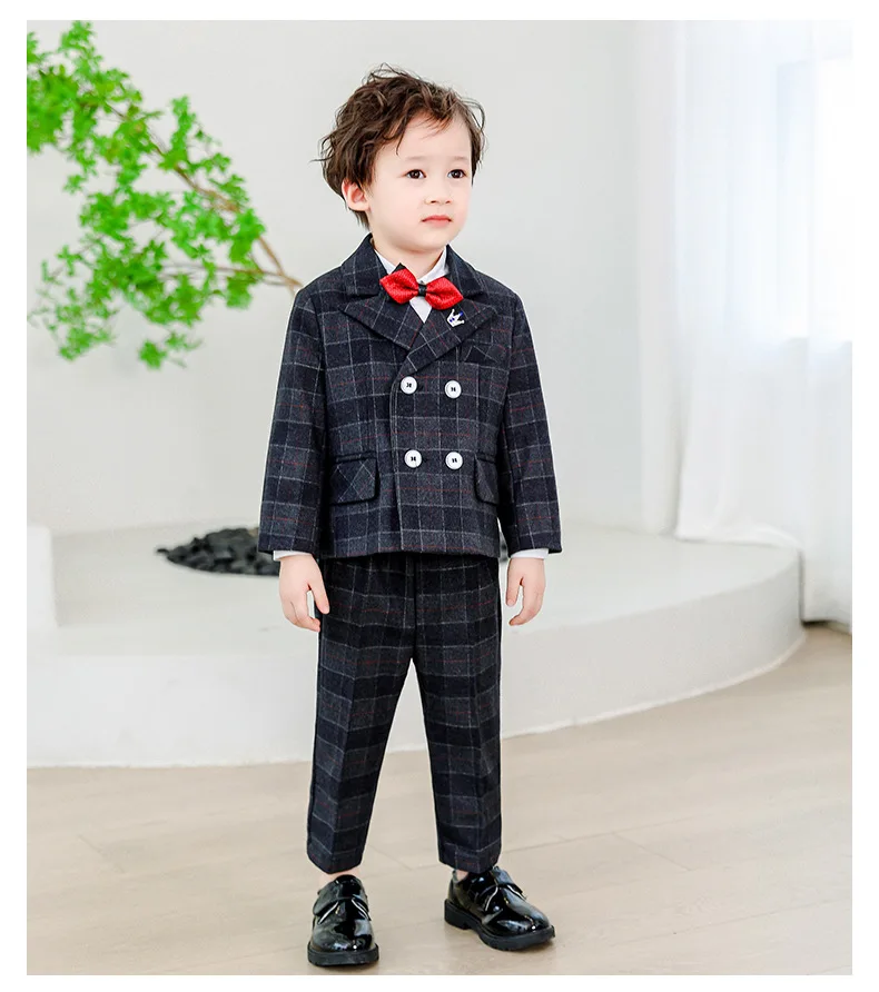 

School Kids Slim Photography Suit Boys Formal Piano Ceremony Costume Children Birthday Wedding Party Dress Performance Tuxedo