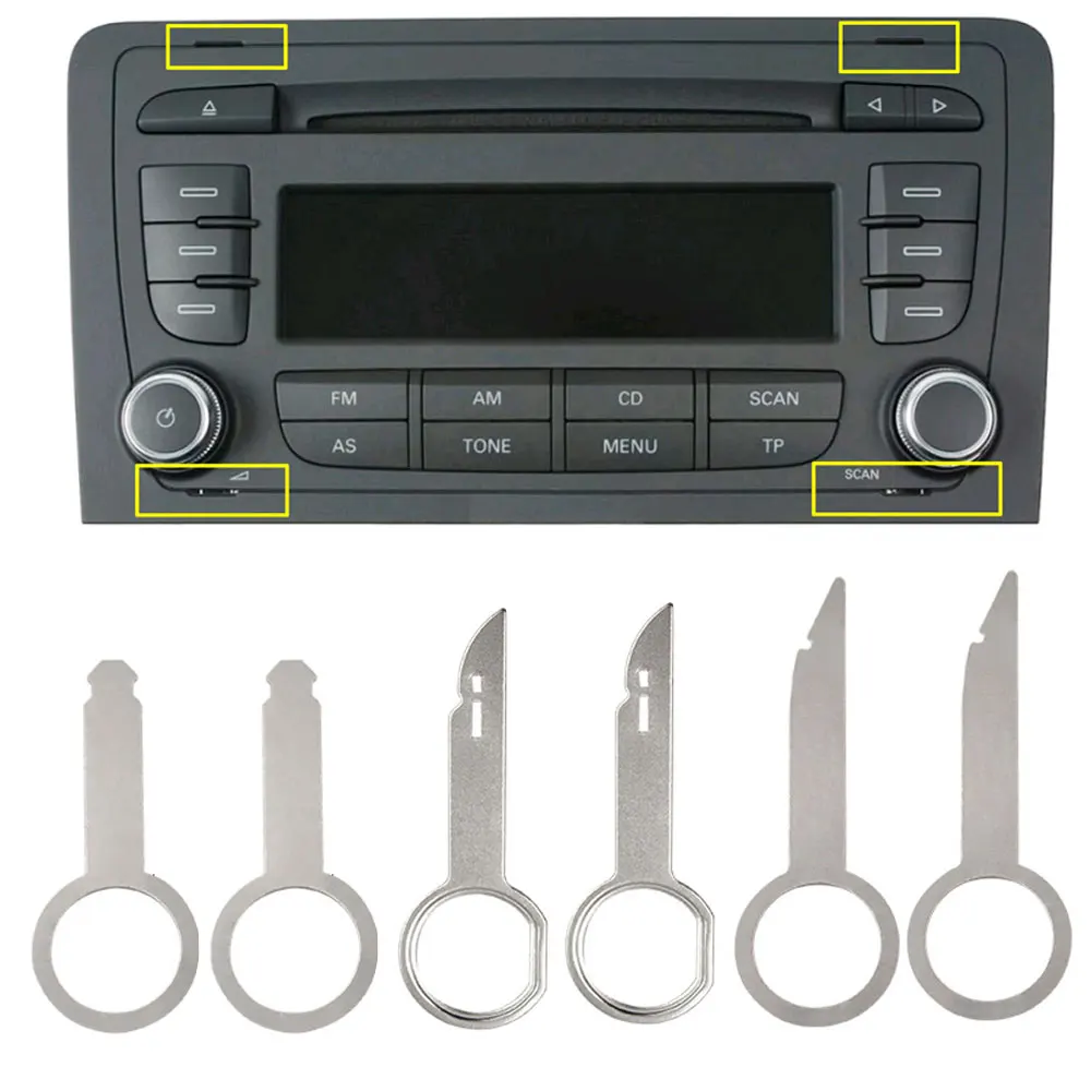 6pcs/set Car Radio Removal Key Pin Tool Stereo Head Unit Audio Car Repair Special Disassembly Extraction Universal for VW Audi
6pcs/set Car Radio Removal Key Pin Tool Stereo Head Unit Audio Car Repair Special Disassembly Extraction Universal for VW Audi