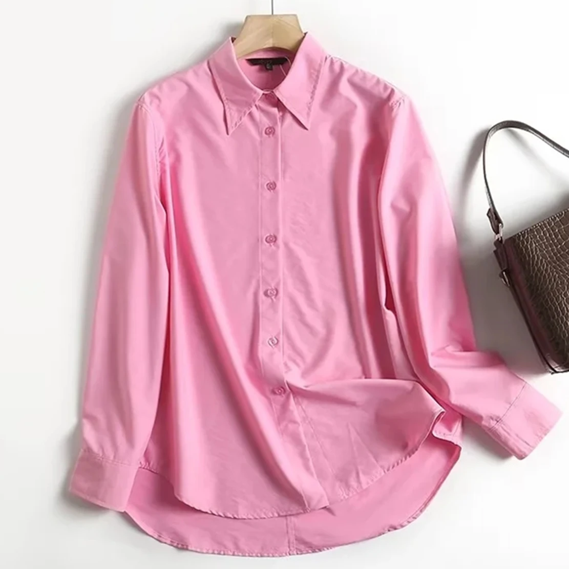 Maxdutti Autumn Long Sleeve Boyfriend Casual Blouse Women England High Street Pink Color Loose Shirt
Maxdutti Autumn Long Sleeve Boyfriend Casual Blouse Women England High Street Pink Color Loose Shirt