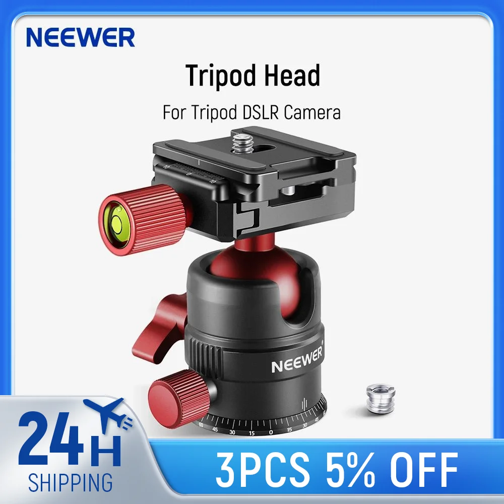 

NEEWER Tripod Head, 360° Rotating Panoramic Ball Head with 1/4” Quick Shoe Plate for Tripod Monopod Slider DSLR Camera Camcorder