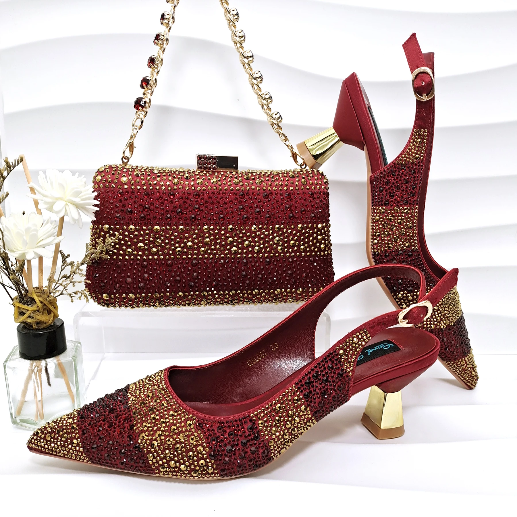 

Doershow nice African Shoes And Bag Matching Set With wine Hot Selling Women Italian Shoes And Bag Set For Wedding HGF1-11