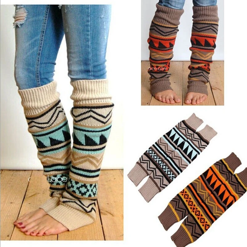 

Douhoow Leg Warmers for Women Autumn Winter Camouflage Bohemian Thickened Wool Socks Colorful Boot Covers Leg Protectors Warmers