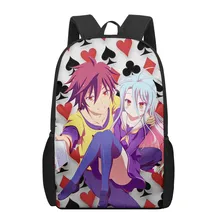

NO GAME NO LIFE cute girl 3D Printing Schoolbags for Girls Boys Children Kids School Book Bag 3d Junior Primary Student Bookbags