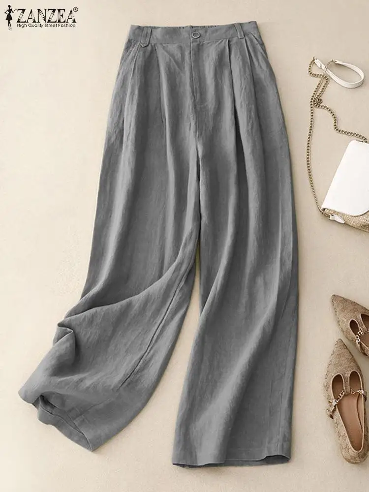 ZANZEA Fashion Cotton Trousers Woman Casual Wide Leg Pants Femme Vintage Solid Color Palazzo Autumn Elegant Street Pantalon 2023
ZANZEA Fashion Cotton Trousers Woman Casual Wide Leg Pants Femme Vintage Solid Color Palazzo Autumn Elegant Street Pantalon 2023