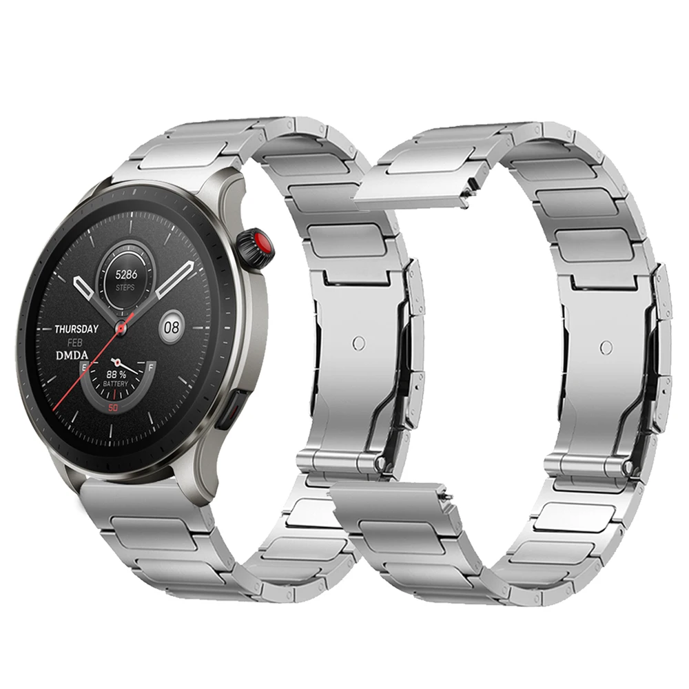 

22mm Luxury Link Bracelet For Huami Amazfit GTR 4 GTR3 Pro 2 2e 47mm Titanium Metal Strap For Amazfit Zepp Z Stratos 3 Watchband