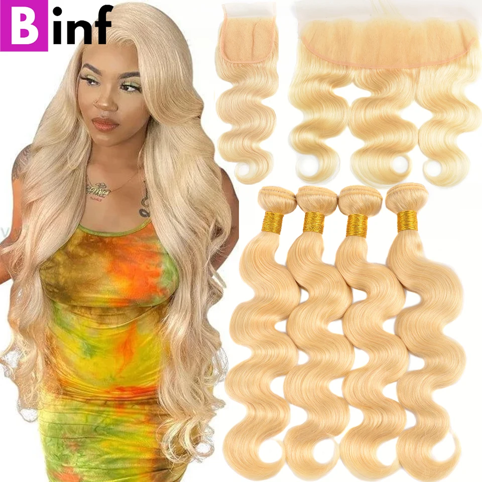 613 Blonde Bundles With Closure Brazilian Body Wave 3/4 Bundles With Closure Blonde Human Hair Bundles With Closure Remy
613 Blonde Bundles With Closure Brazilian Body Wave 3/4 Bundles With Closure Blonde Human Hair Bundles With Closure Remy