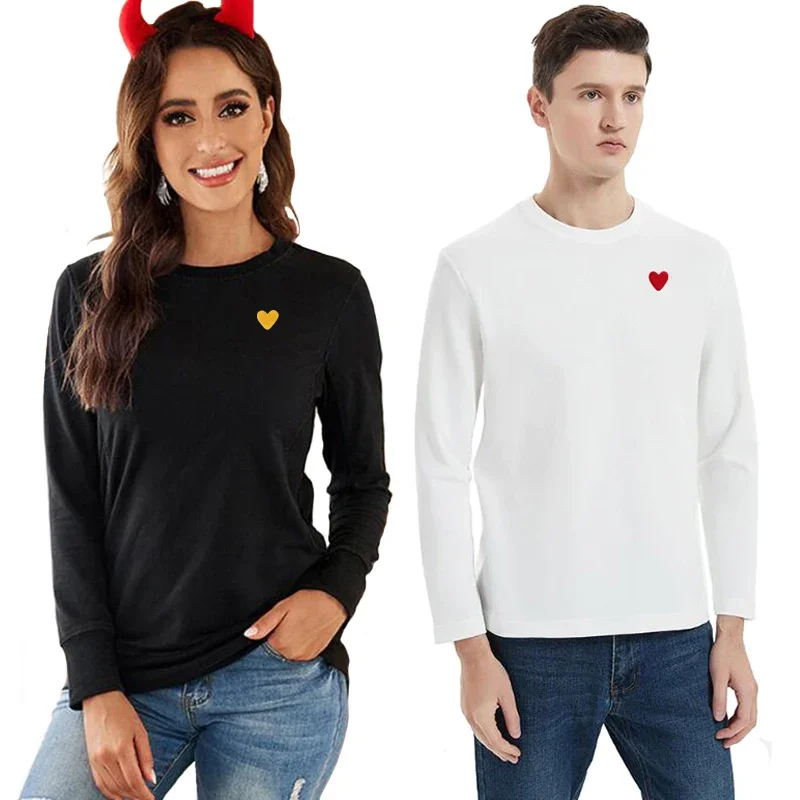 Футболка Мужская/Женская с длинным рукавом, хлопковая однотонная прямая Повседневная рубашка с вышивкой сердечком и круглым вырезом, весна-лето 
Футболка Мужская/Женская с длинным рукавом, хлопковая однотонная прямая Повседневная рубашка с вышивкой сердечком и круглым вырезом, весна-лето
