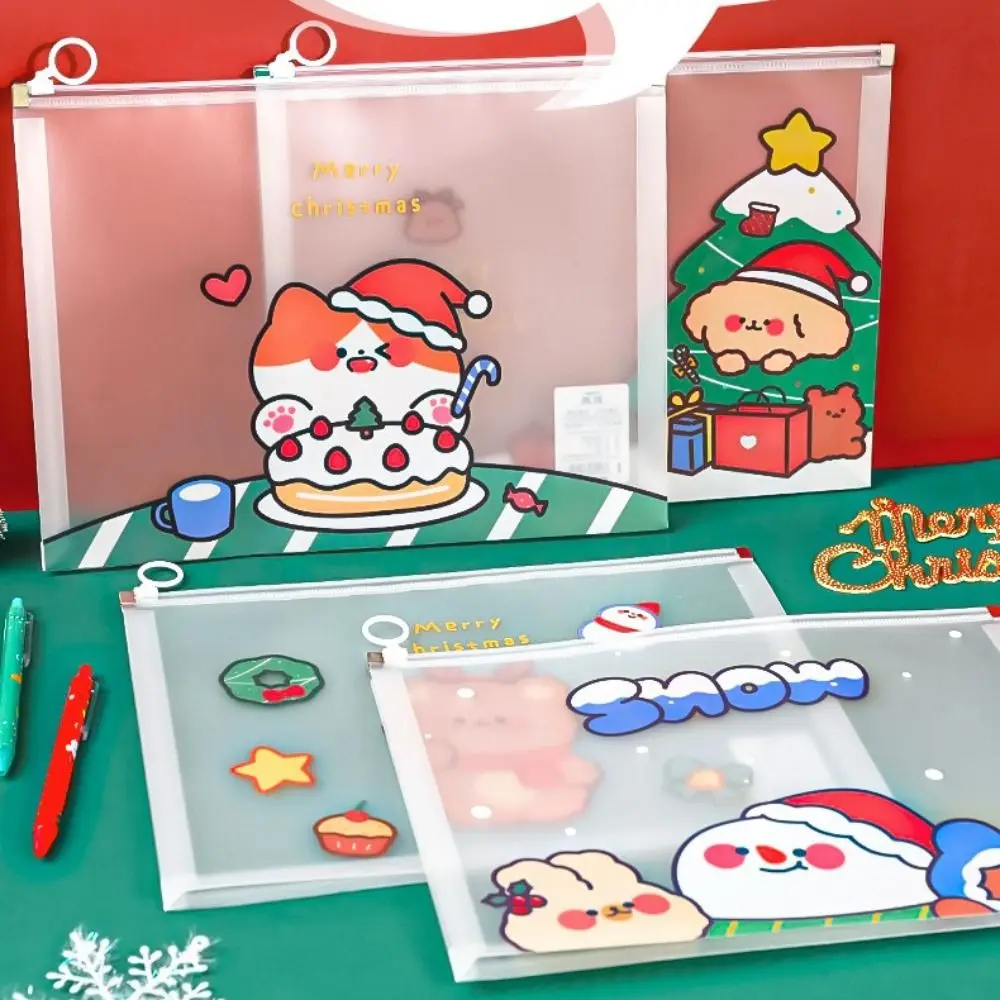 

Pencil Case Office Suppllies Christmas Series School Stationery Documents Filling Bag File Folder PP File Bag Information Pack