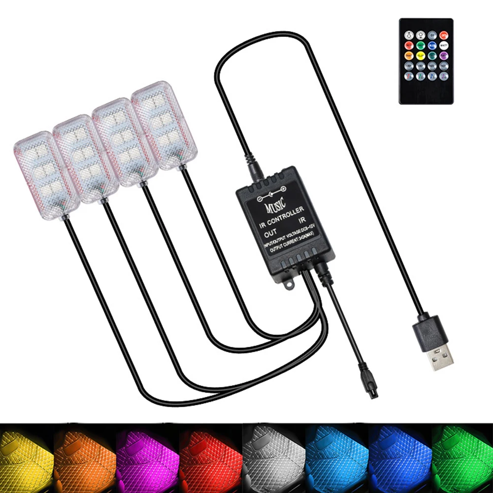 4Pcs Neon LED Car Interior Ambient Foot Strip Light Kit Accessories Backlight Remote App Music Control Auto RGB Decorative Lamps
4Pcs Neon LED Car Interior Ambient Foot Strip Light Kit Accessories Backlight Remote App Music Control Auto RGB Decorative Lamps