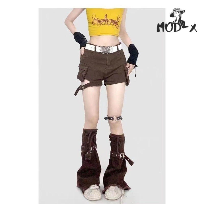 

MODX American Vintage Spice Girls Brown Cowboy Leg Warmers Women Mopping Stacking Pants Knee High Boot Socks Mid Thigh Socks New