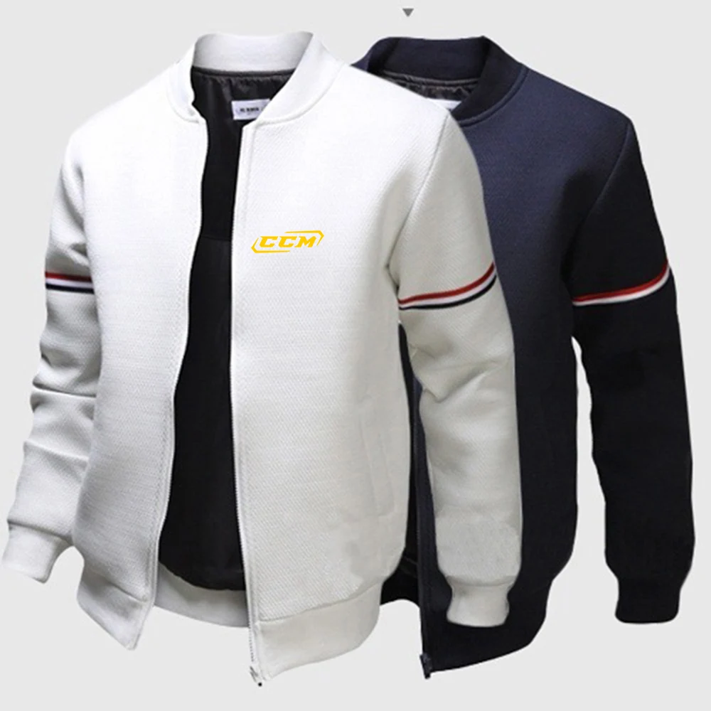 

CCM 2023 Men's New Long Sleeves Round Neck Flight Jackets Zipper Hoodies Casual Streetwears Cardigan Tops Clothing