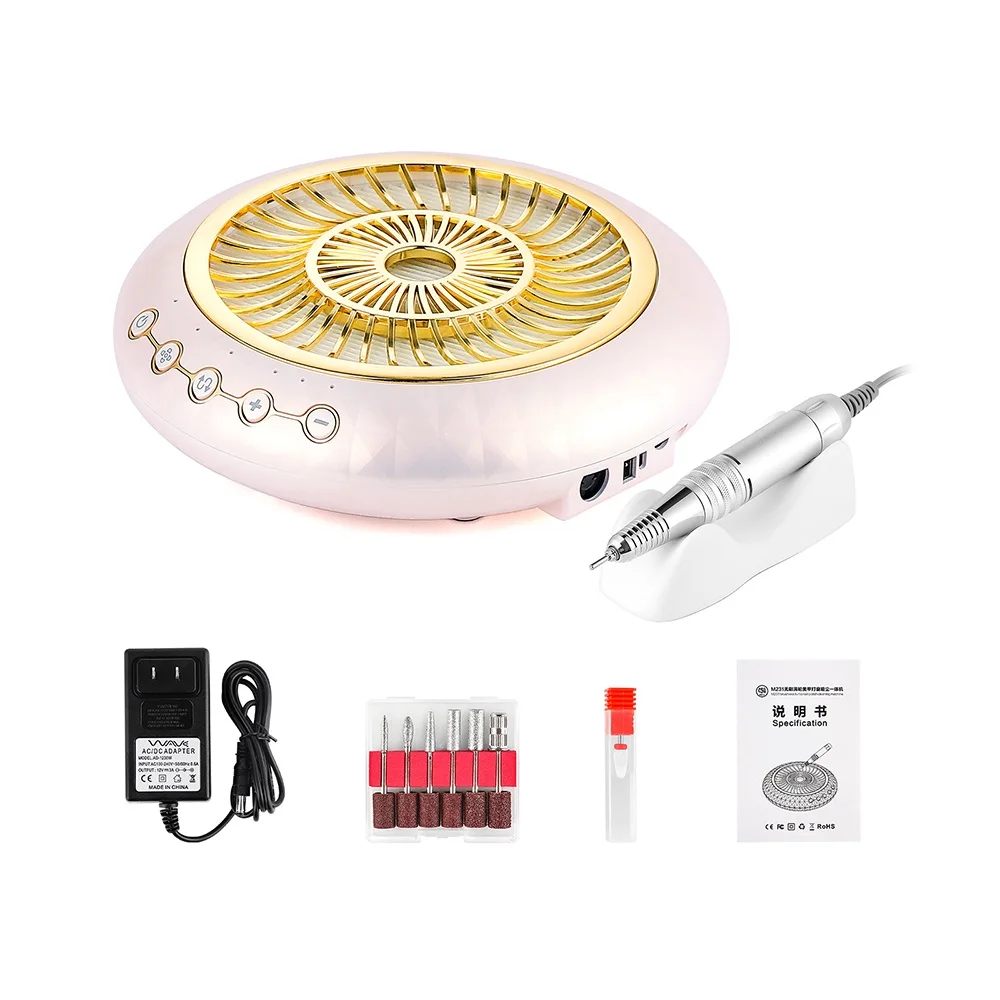Collecteur de poussière d'ongles sans balais à faible bruit, aspiration injuste 80W, perceuse 35000 tr/min, pièce à main de manucure, aspirateur à ongles avec 2 filtres Collecteur de poussière d'ongles sans balais à faible bruit, aspiration injuste 80W, perceuse 35000 tr/min, pièce à main de manucure, aspirateur à ongles avec 2 filtres