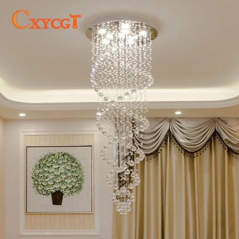 

Modern LED Double Spiral Crystal Chandelier Lighting for Foyer Stair Staircase Bedroom Hotel HallCeiling Hanging Suspension Lamp