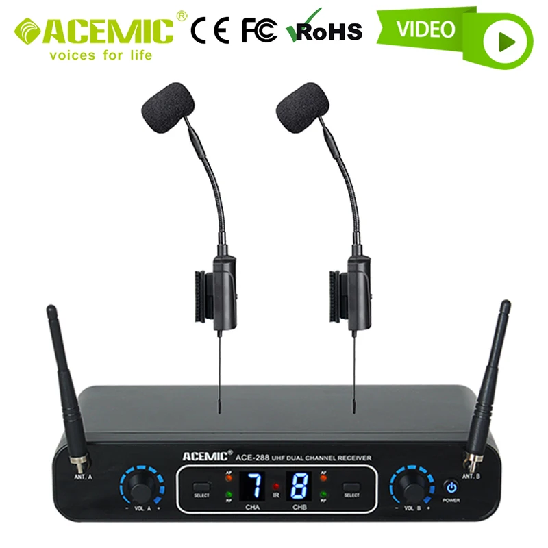 

Accordion Microphone Wireless Pickup Radio System Stereo Condenser Dual Channel Kit Set for Acoustic Guitar Piano Digital Signal