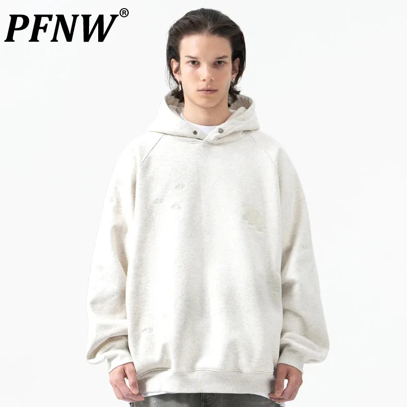 

PFNW Embossing Men's Hoodies American Stylish Oversize Male High Street Sweatshirts Vintage Pullovers 2024 Spring Trendy 28W2923
