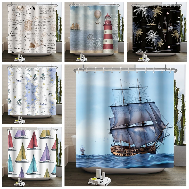 Tropical Vibes Shower Curtains Sailing Diary Norse Vikings Ship Coconut Trees for Bathroom Deor Art Bathtub Screen with Hooks
Tropical Vibes Shower Curtains Sailing Diary Norse Vikings Ship Coconut Trees for Bathroom Deor Art Bathtub Screen with Hooks