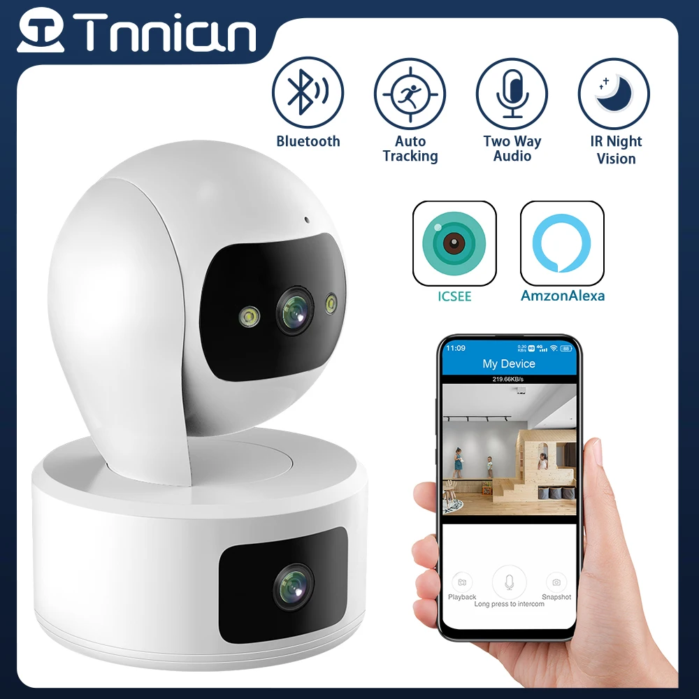 

Tnnian 6MP Dual Lens WIFI PTZ Camera Dual Screen AI Auto Tracking Indoor 4MP Secuity CCTV Surveillance IP Camera ICSEE PRO Alexa