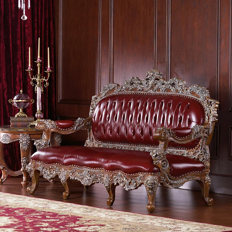 Italy high-end all solid wood leather combination large apartment carved to do old leather sofa villa furniture
Italy high-end all solid wood leather combination large apartment carved to do old leather sofa villa furniture