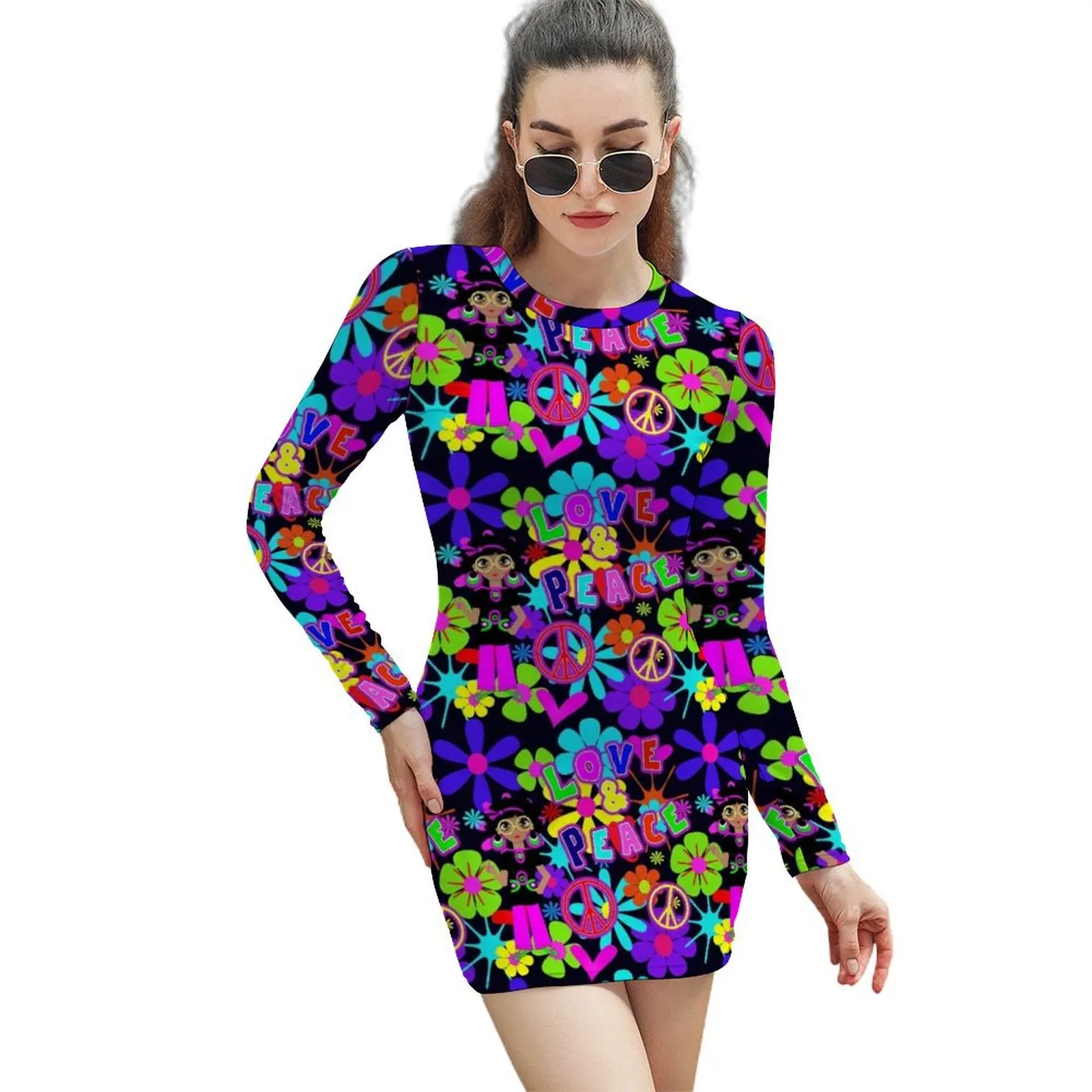 Groovy Hippie Flower Power Love & Peace Colorful 60's Retro Pattern Long-Sleeved Sheath Dress beach dresses dress summer
Groovy Hippie Flower Power Love & Peace Colorful 60's Retro Pattern Long-Sleeved Sheath Dress beach dresses dress summer