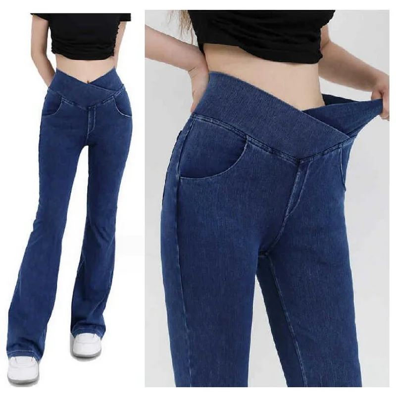 Autumn Winter Oblique Waist Design Denim Yoga Pants Women's Flare Pants High Stretch Double Pocket Sports Fitness Pants
Autumn Winter Oblique Waist Design Denim Yoga Pants Women's Flare Pants High Stretch Double Pocket Sports Fitness Pants