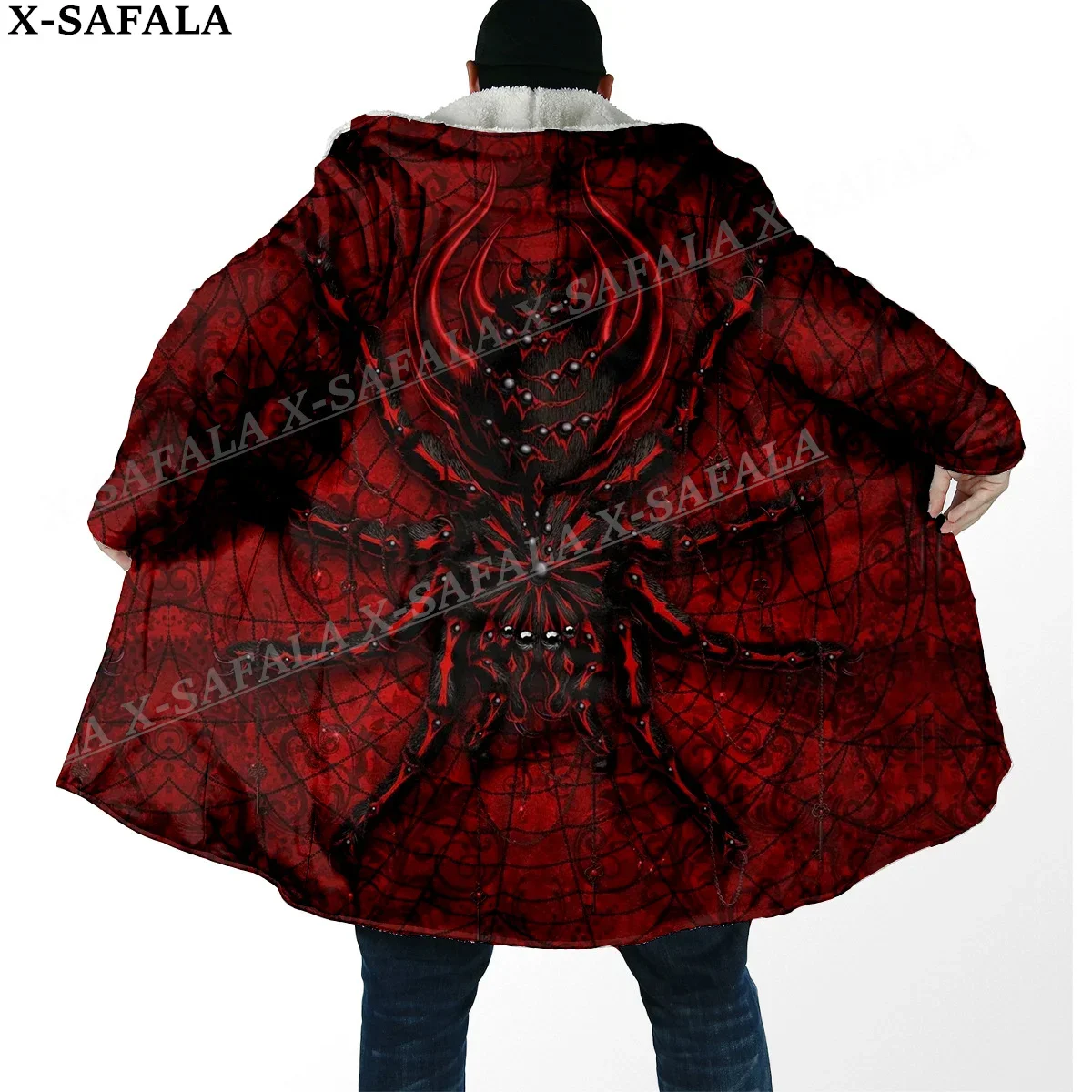 

Gothic Aesthetic Weed Paychedelic Print Thick Warm Hooded Cloak Men Overcoat Coat Windproof Fleece Cape Robe Hooded Blanket-5