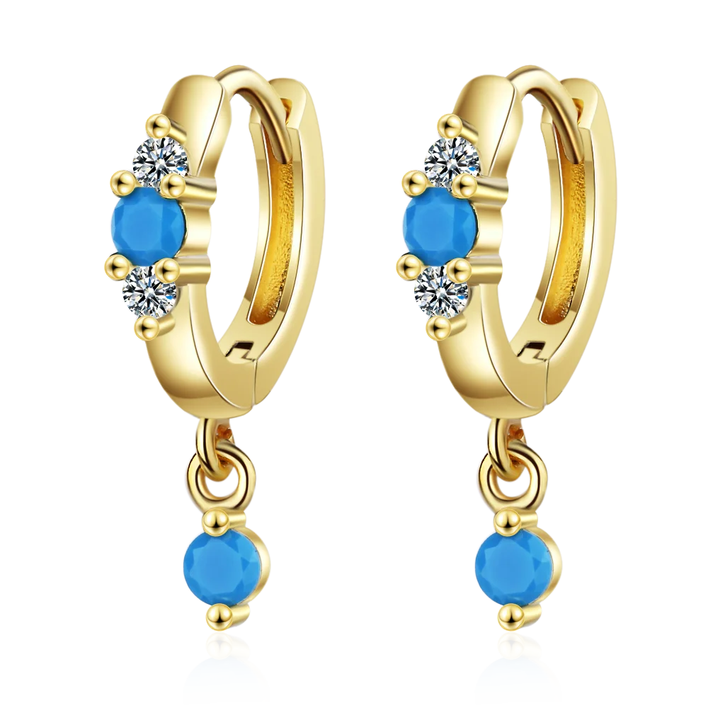 

Ni Style 925 Sterling Silver Earrings Inlaid Turquoise Crystal Zircon Earrings Woman Charm Jewelry Gift