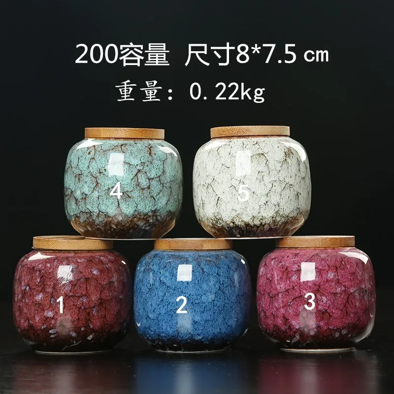 200ml Kiln Changed glaze Sealed Ceramic Kitchen Jar Tea Storage Jars Can Powder Jar with Bamboo Lid Kitchen Storage Container
200ml Kiln Changed glaze Sealed Ceramic Kitchen Jar Tea Storage Jars Can Powder Jar with Bamboo Lid Kitchen Storage Container