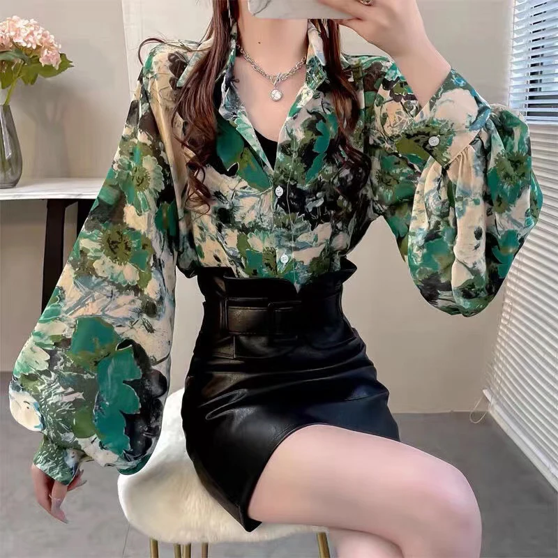 Vintage Loose Chiffon Blouses Women New Turn-down Collar Ladies Elegant Spring Summer Long Sleeve Thin Half See Through Shirts
Vintage Loose Chiffon Blouses Women New Turn-down Collar Ladies Elegant Spring Summer Long Sleeve Thin Half See Through Shirts