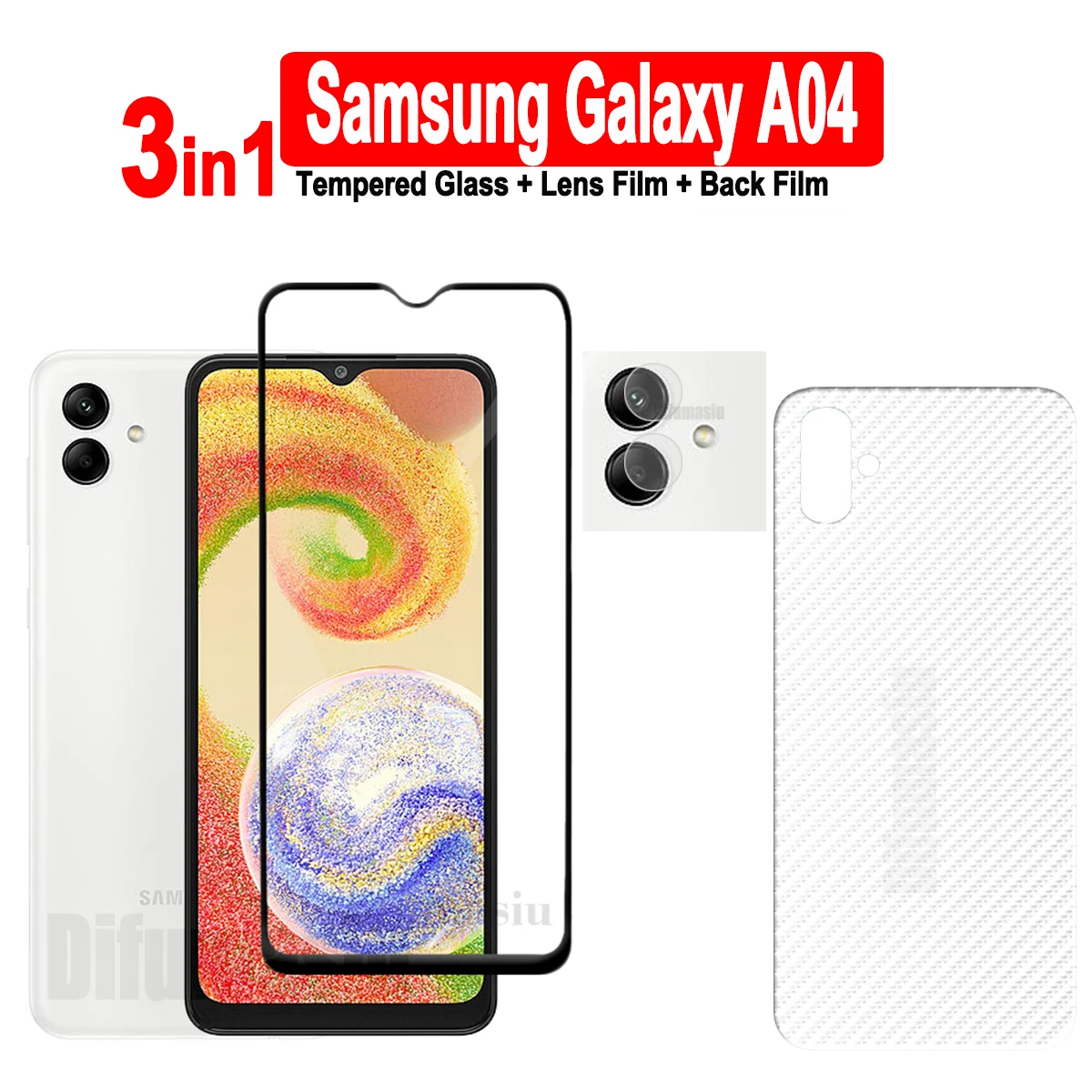 3in1 For Samsung Galaxy A04 Tempered Glass Screen Protectors + Soft Back Film + Soft Camera Lens Film
3in1 For Samsung Galaxy A04 Tempered Glass Screen Protectors + Soft Back Film + Soft Camera Lens Film