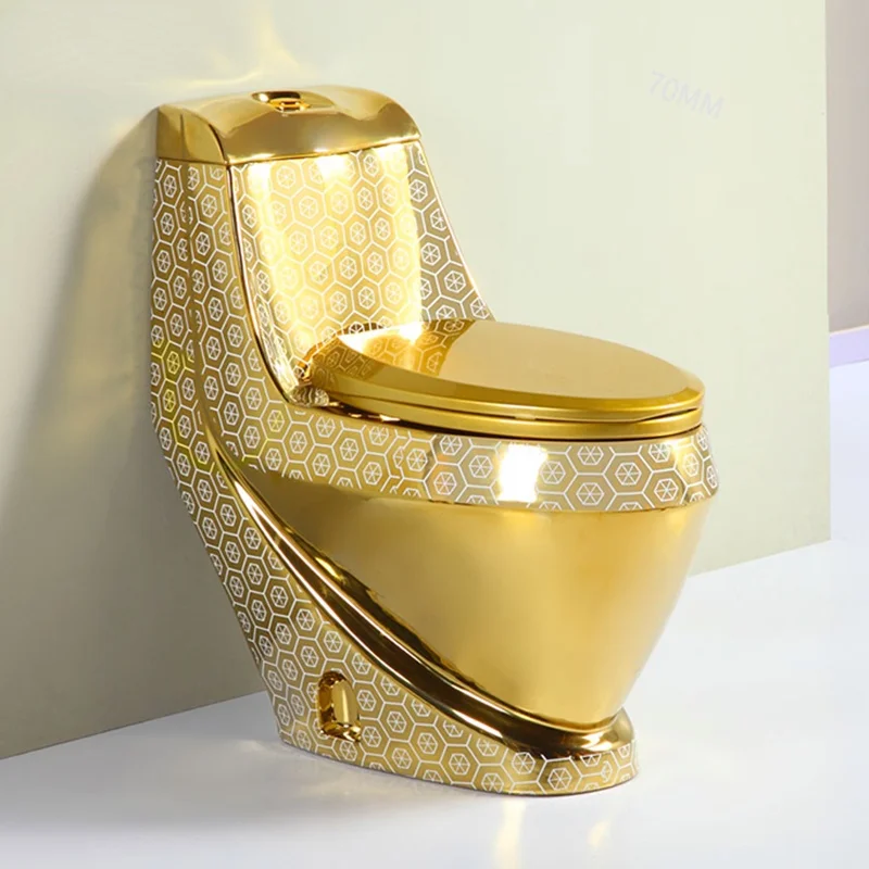 

New golden toilet creative personality light luxury bathroom Hotel lottery toilet