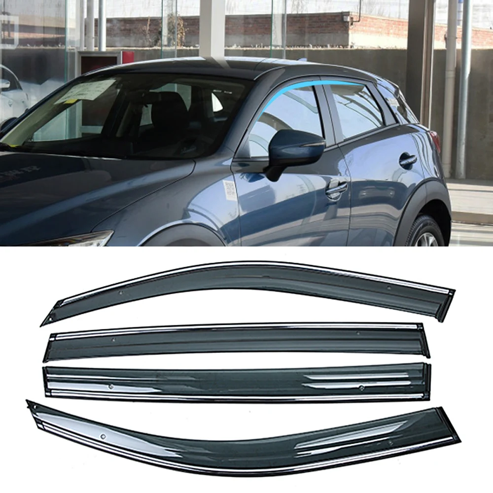 

For MAZDA CX-3 2015 2016 2017 2018 2019 Car Window Sun Rain Shade Visors Shield Shelter Protector Cover Trim Frame Sticker