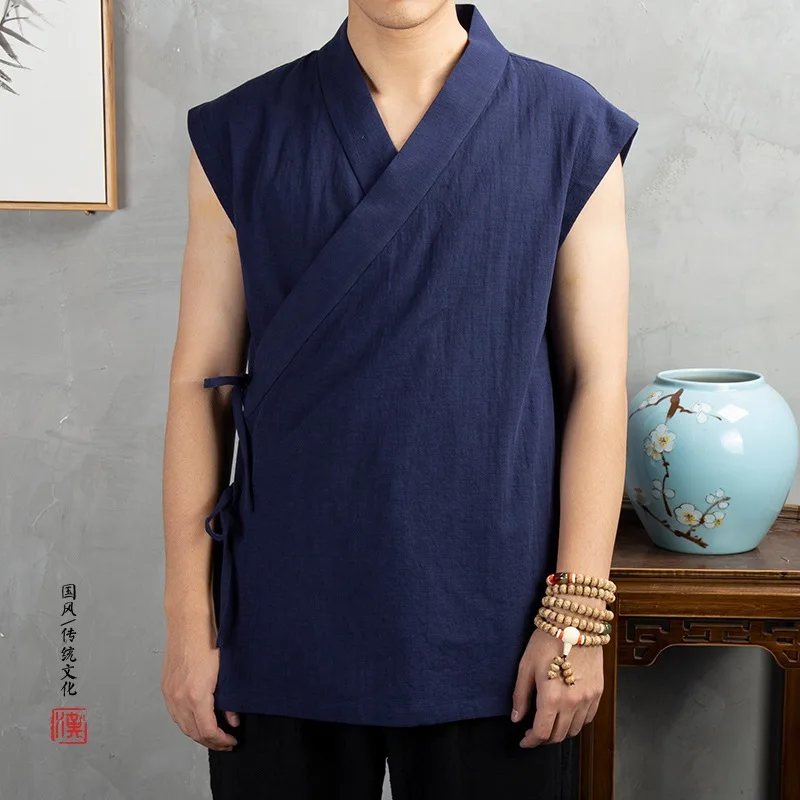 Yourqipao Chinese Traditional Clothing Hanfu Vest Men Linen Cotton Sleeveless Top Men's Tang Suit Kimono Cardigan Men's Slit Top
Yourqipao Chinese Traditional Clothing Hanfu Vest Men Linen Cotton Sleeveless Top Men's Tang Suit Kimono Cardigan Men's Slit Top