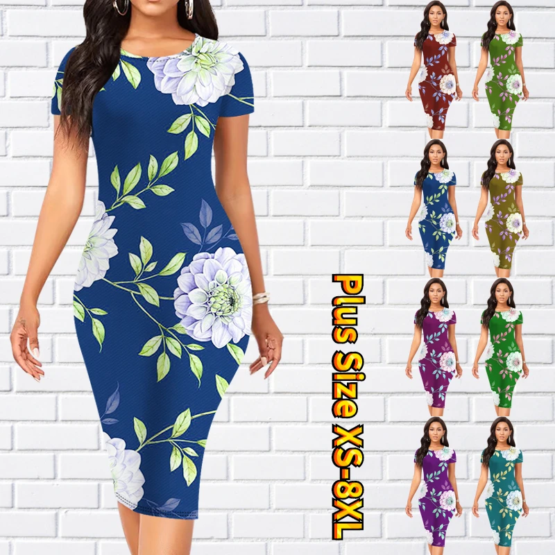 2023 Women's Slim Fit Dress New Women's Dress Fashion Short Sleeve Print Dress Summer Round Neck Casual Knee Length Dress 8XL
2023 Women's Slim Fit Dress New Women's Dress Fashion Short Sleeve Print Dress Summer Round Neck Casual Knee Length Dress 8XL