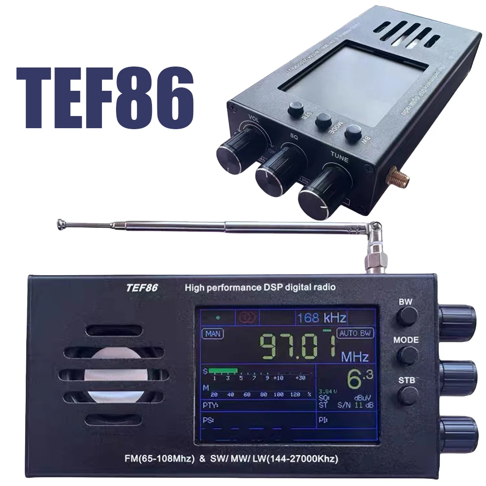 

TEF86 Digital Radio High Performance DSP Radio 65-108MHz FM Shortwave Radio Receiver 144 -27000KHz SW/MW/LW 3.2-inch LCD Display