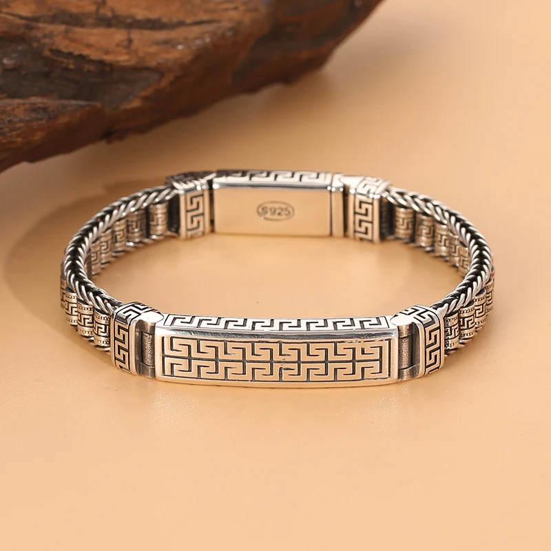 Sterling silver S925 personalized pattern men's bracelet China-Chic hand woven silver jewelry women's niche design
Sterling silver S925 personalized pattern men's bracelet China-Chic hand woven silver jewelry women's niche design