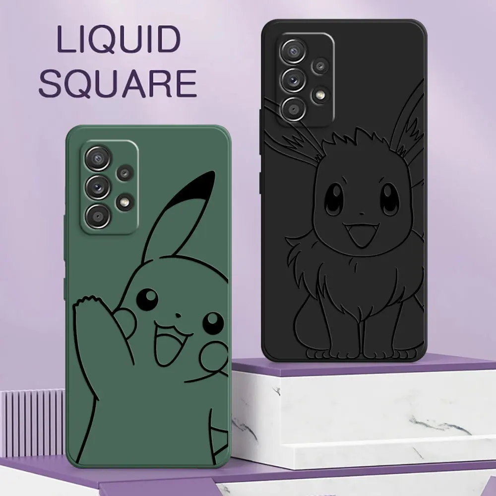 Line Pokemons Cartoon A56 Case For Samsung Galaxy A55 A54 A53 A36 A35 A34 A52 A72 A32 A51 A26 A56 5G Square Silicone Phone Cover Line Pokemons Cartoon A56 Case For Samsung Galaxy A55 A54 A53 A36 A35 A34 A52 A72 A32 A51 A26 A56 5G Square Silicone Phone Cover
