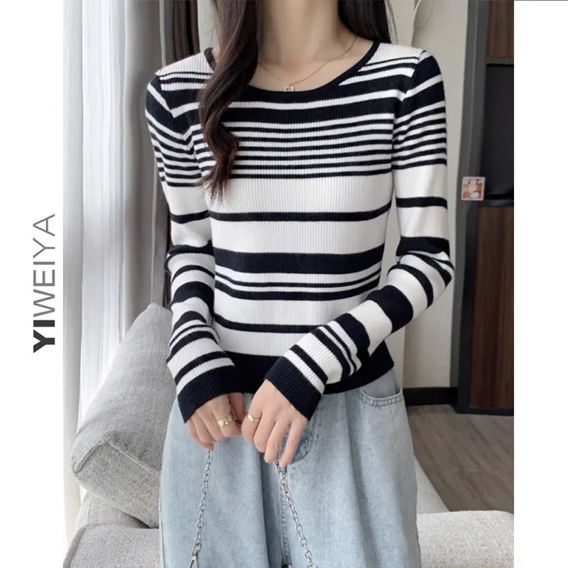 Autumn and Winter Knitwear Striped Sweater Women's 2023 New Slim Fit Round Neck Long Sleeve Underlay Top
Autumn and Winter Knitwear Striped Sweater Women's 2023 New Slim Fit Round Neck Long Sleeve Underlay Top