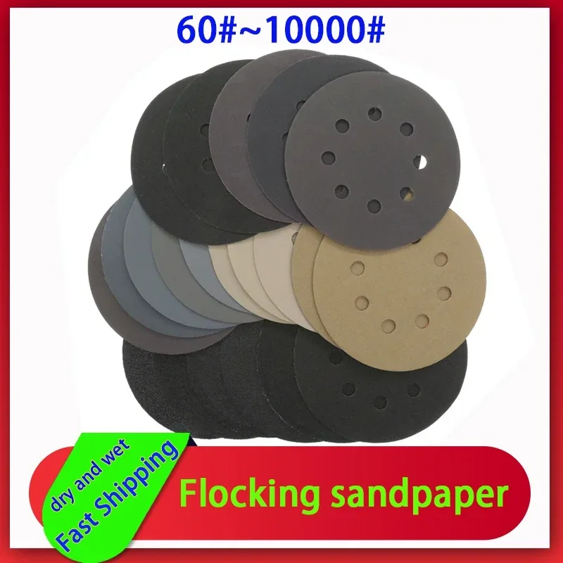 

60-10000 grit Round Shape Sanding Discs Hook Loop Sanding Paper Buffing Sheet Sandpaper 8 Hole Sander Pad 5inch Sandpaper 125mm