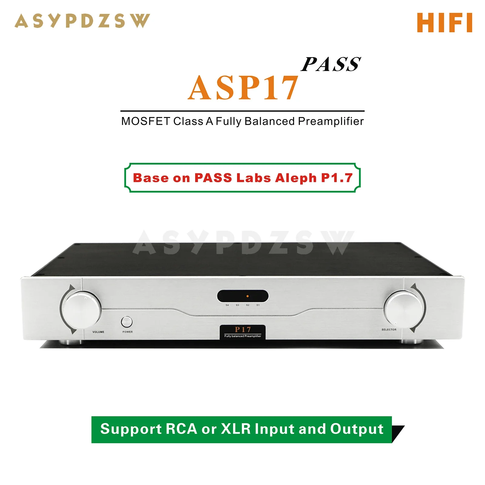 

ASYPDZSW HIFI Stereo ASP17 MOSFET Class A Fully Balanced Preamplifier Base on PASS P1.7 circuit
