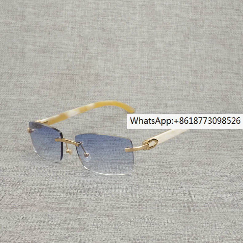 

Vintage Rimless Buffalo Horn Sunglasses Men Rimless Square Natural Wood Eyeglasses For Club Driving Shades Retro Gafas 012N