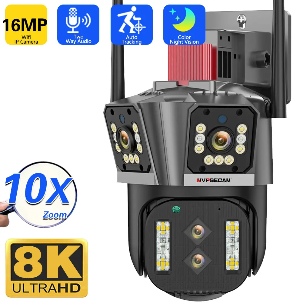 16MP 8K IP Camera 10X Zoom Outdoor Three Screen Four Lens Video Surveillance Cameras WiFi Auto Tracking CCTV 4K Security Cam PTZ
16MP 8K IP Camera 10X Zoom Outdoor Three Screen Four Lens Video Surveillance Cameras WiFi Auto Tracking CCTV 4K Security Cam PTZ