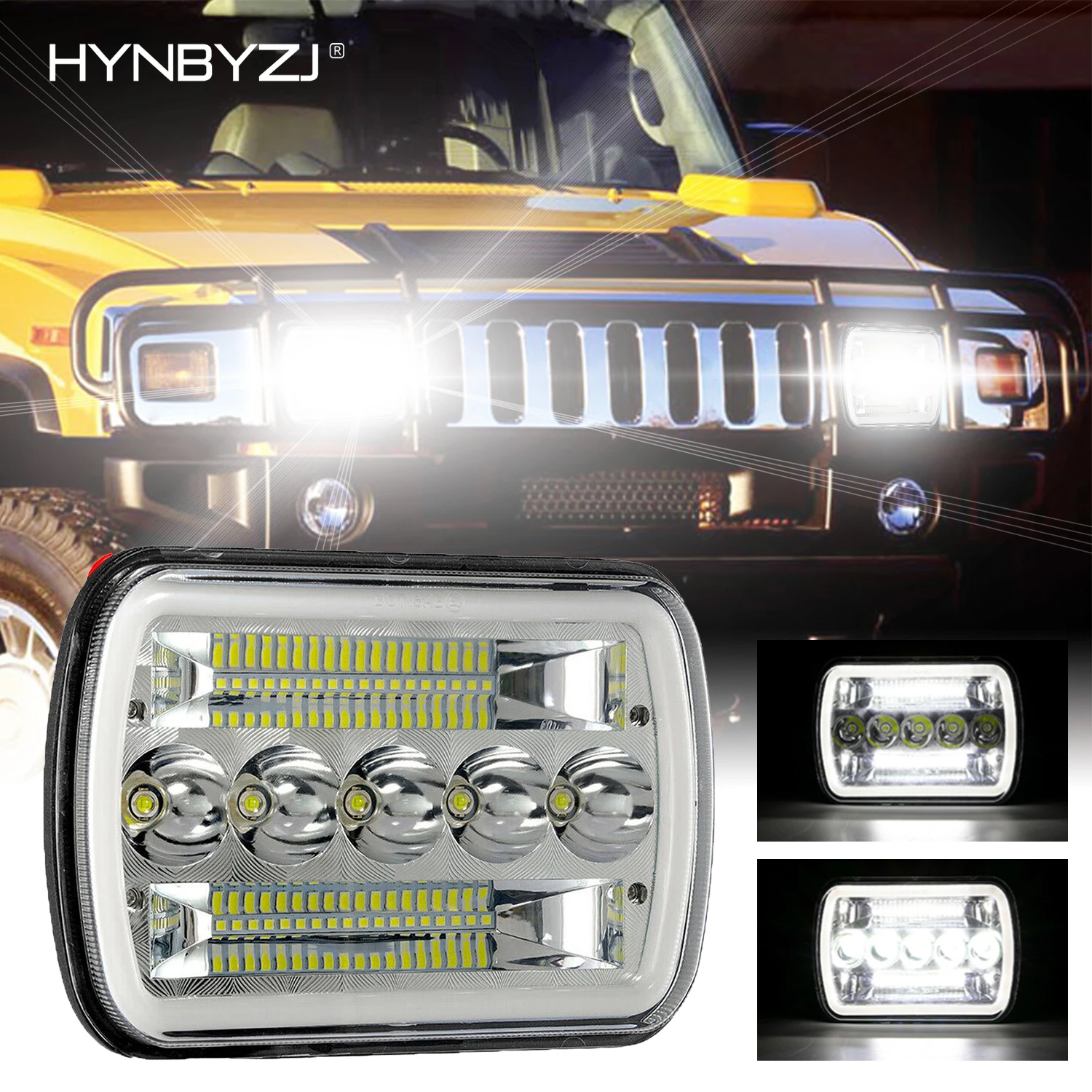 

HYNBYZJ 7x6 5X7 500W Inch Square LED Headlights Day Running Light Hi/Lo Beam For 86-95 Jeep Wrangler YJ 84-01 Cherokee XJ