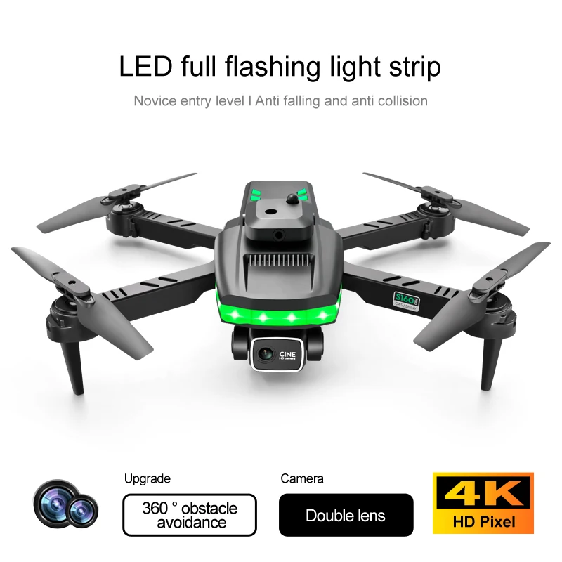 S160 Mini Drone 4K HD Camera Four-sided Obstacle Avoidance Air Pressure Fixed Height Professional Foldable Quadcopter Toys
S160 Mini Drone 4K HD Camera Four-sided Obstacle Avoidance Air Pressure Fixed Height Professional Foldable Quadcopter Toys
