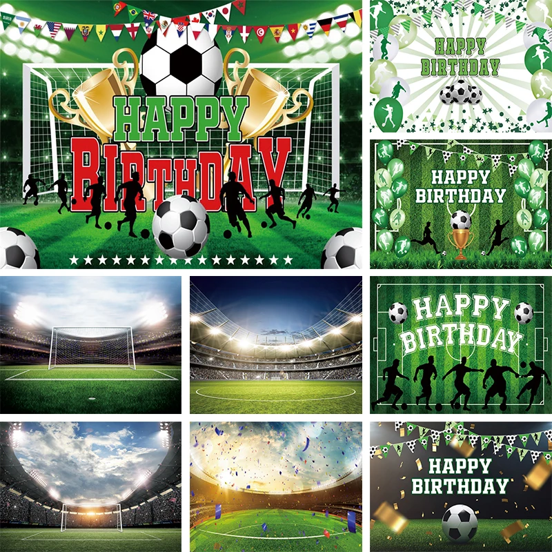 

Soccer Birthday Backdrop Personalized Background Football Field Photography Sports Ball Themed Decorations Party Photo Banner