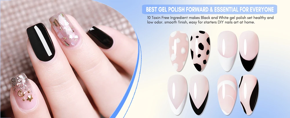 Black & White Holographic Gel Polish Kit