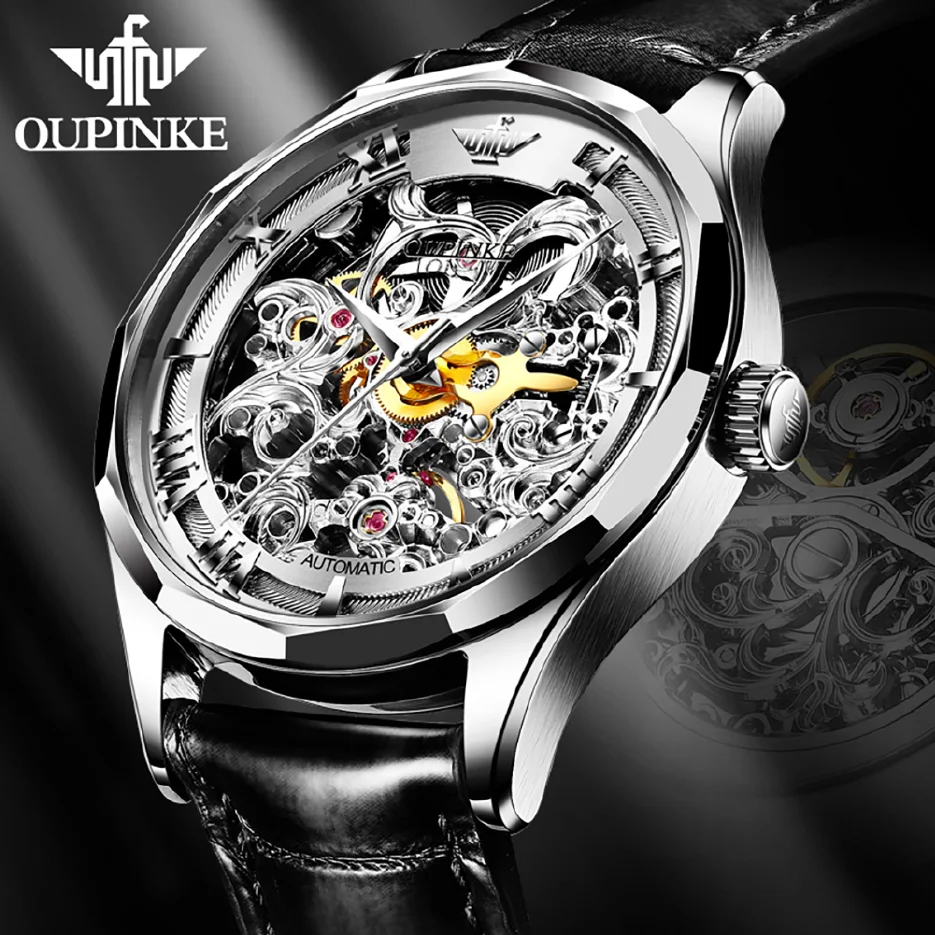 OUPINKE Luxury Automatic Watch for Men Mechanical Sapphire Skeleton Leather Waterproof Sports Brand Wrist Watches reloj hombre
OUPINKE Luxury Automatic Watch for Men Mechanical Sapphire Skeleton Leather Waterproof Sports Brand Wrist Watches reloj hombre