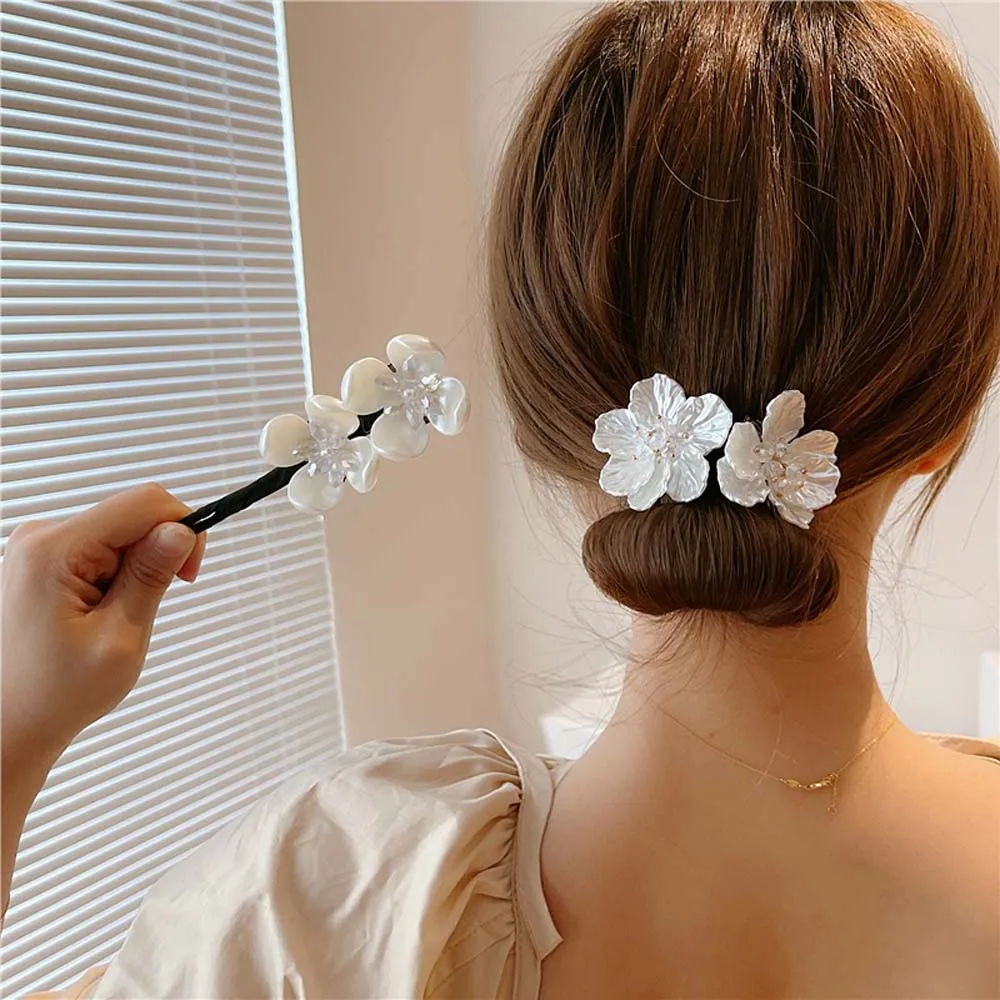 

Girl Spring Bud head Salon Hair Device Shell flower Lazy Hair dish artifact Braid Maintenance Bun Maker Bow Pearl Hair Pin