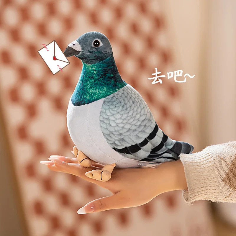 

20cm Lifelike Bird Plush Toys Simulation White Green Pigeon Lovely Magpie Stuffed Animal Doll Photography Props Home Decor Gifts