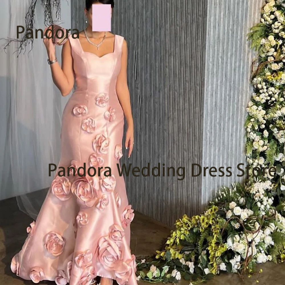 

Женское вечернее платье до пола Pandora, розовое платье в пол с квадратным вырезом, без рукавов, с юбкой-годе и цветами, для свадьбы, дня рождения, выпускного вечера, лето 2019