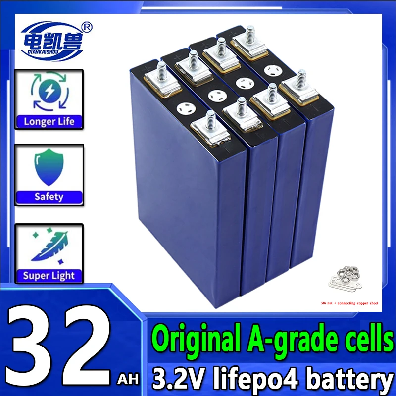 

3.2V 32Ah battery pack LiFePO4 phosphate 32000mAh for 4S 12V 24V Motorcycle Car motor batteries modification Stud EU/UE TAX FREE